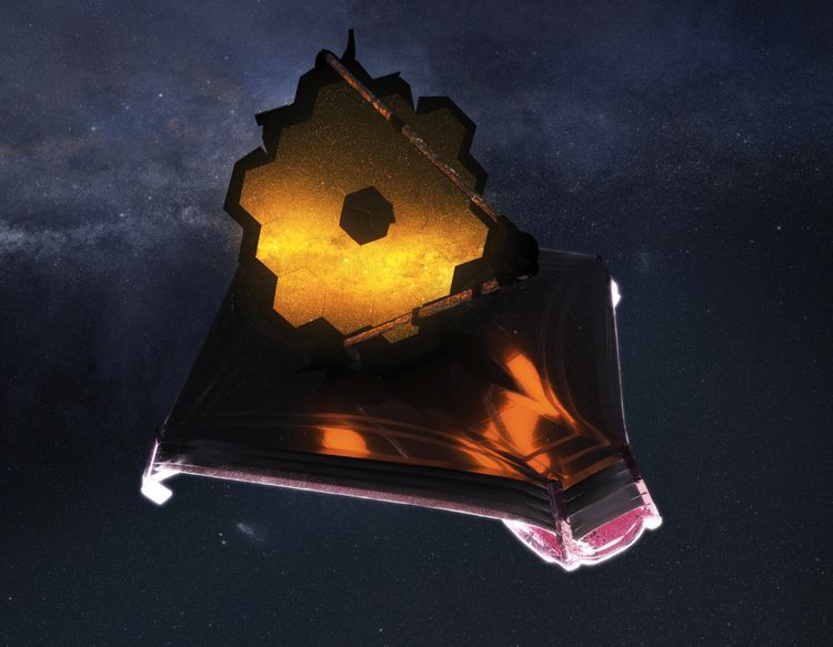 캡션: 제임스 웹 우주망원경 그림 (출처: 미 항공우주국 GSFC/CIL/Adriana Manrique Gutierrez) Northrop Grumman Celebrates Webb Telescopes Arrival at Lagrange Point 2_2 - Korea