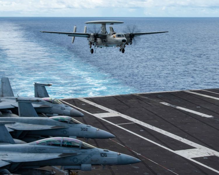 A Northrop Grumman-built E-2D Hawkeye lands on the flight deck aboard the USS Ronald Reagan during flight operations in the Philippine Sea on June 14. (Photo Credit: U.S. Navy) Northrop Grumman Demonstrates Critical Capabilities in Indo-Pacific Region Exercises