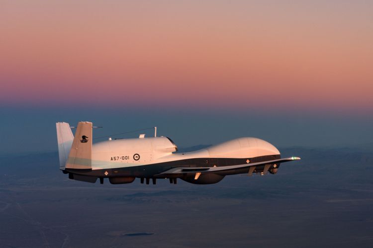 Australia’s first multi-intelligence MQ-4C Triton takes to the skies for the first time on Thursday, Nov. 9, 2023 in Palmdale, Calif. (Photo Credit: Northrop Grumman) Northrop Grumman Expands Australia MQ-4C Triton Support Team