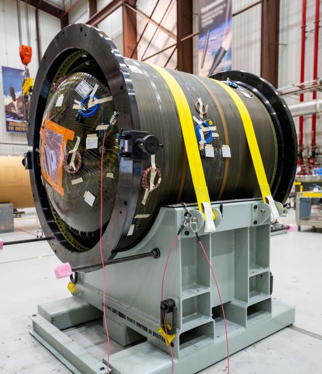 Northrop Grumman's Next Generation Interceptor has arrived at Arnold Air Force Base for full-scale static test fire in early 2024. (Photo Credit: Northrop Grumman) Northrop Grumman Next Generation Interceptor Solid Rocket Motor Delivered for First Static Test Fire