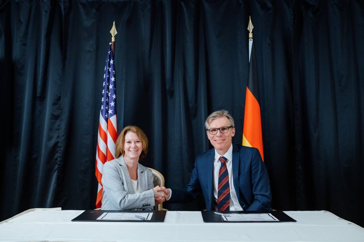Rebecca Torzone, vice president and general manager, global battle management and readiness, Northrop Grumman and Torsten Cook, senior vice president, ground based air defense business unit, Diehl Defence, sign a Memorandum of Understanding in Berlin to support innovative layered air and missile defense solutions for Germany. (Photo Credit: Northrop Grumman) Northrop Grumman and Diehl Defence to Collaborate on Integrated Air and Missile Defense Capabilities