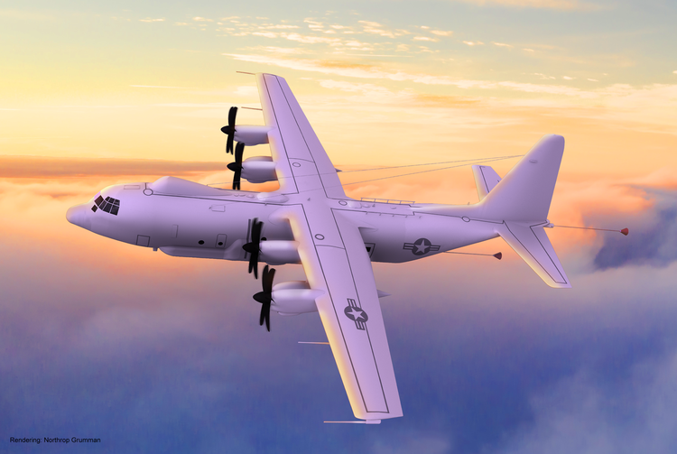 The Northrop Grumman-led industry team will deliver the E-130J for the U.S. Navy’s TACAMO mission. (Credit: Northrop Grumman) Northrop Grumman to Deliver US Navys E-130J Nuclear Command Control and Communications Aircraft
